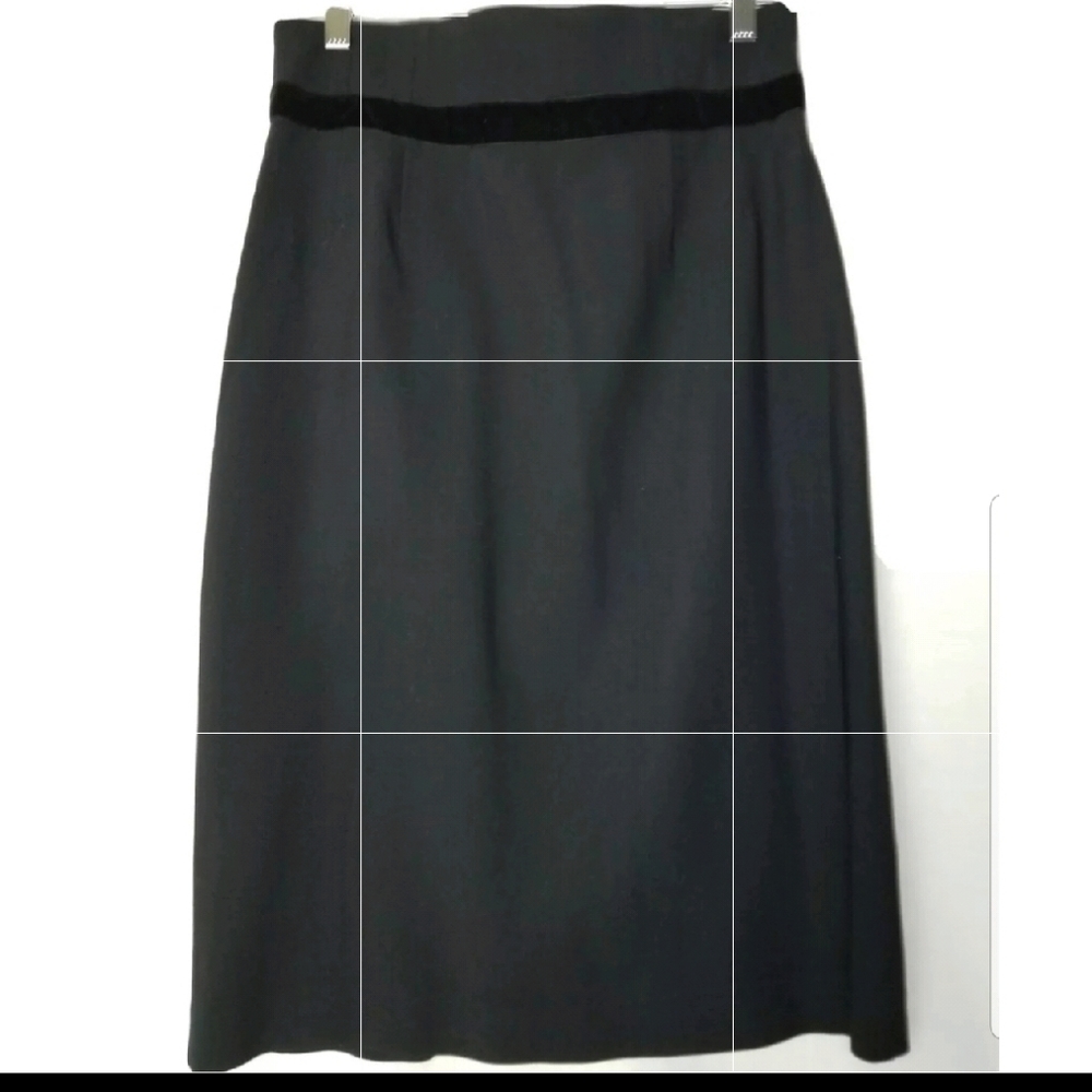 Tracy Reese X Bergdorf Goodman Black High Waist Velvet Trim Pencil Skirt Size 8